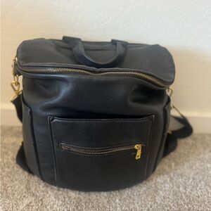 Fawn Design Black Baby Bag with Gold Accents